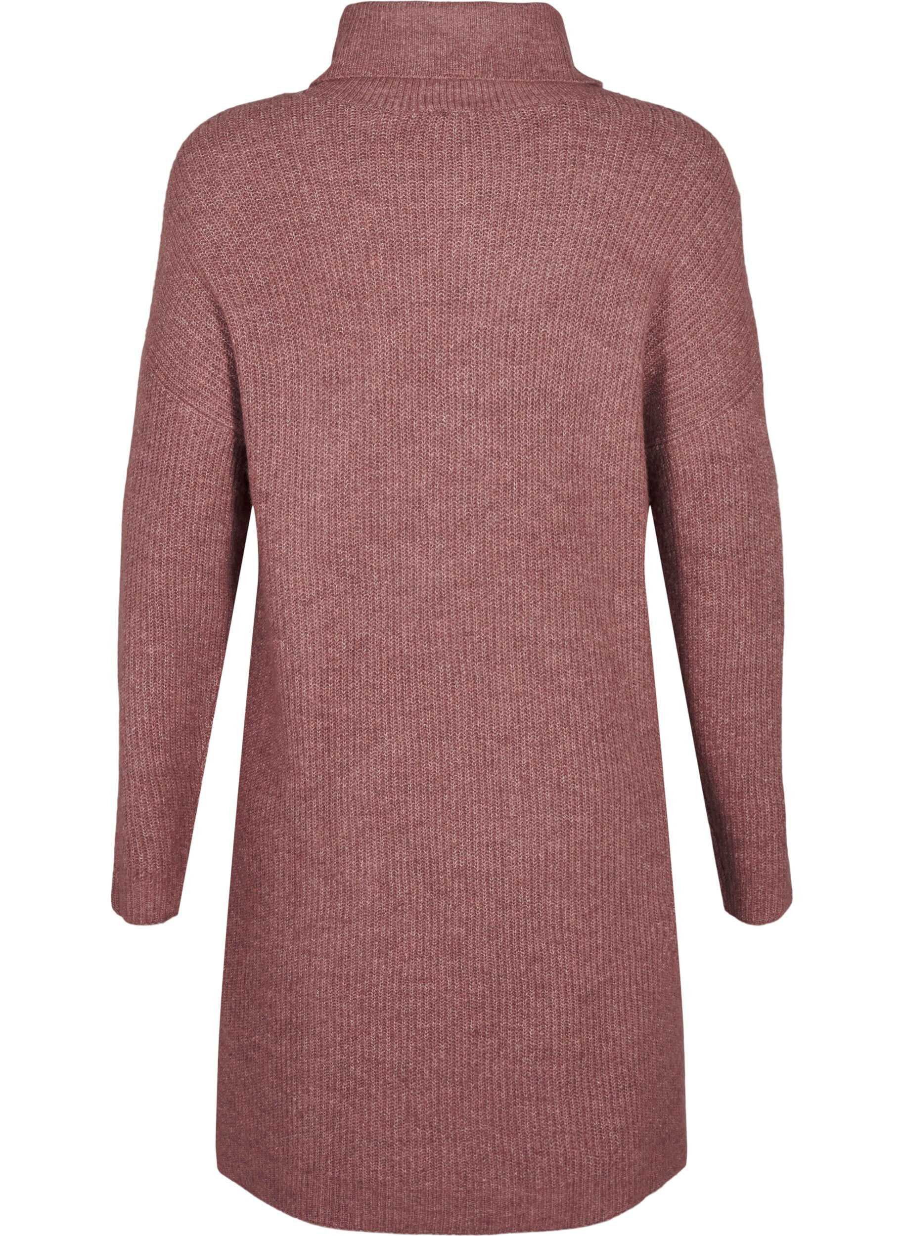 Zizzifashion FLASH - Knitted dress with turtleneck, Red, Packshot image number 1