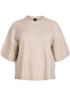 Loose knitted blouse with short sleeves, Beige, Packshot image number 0
