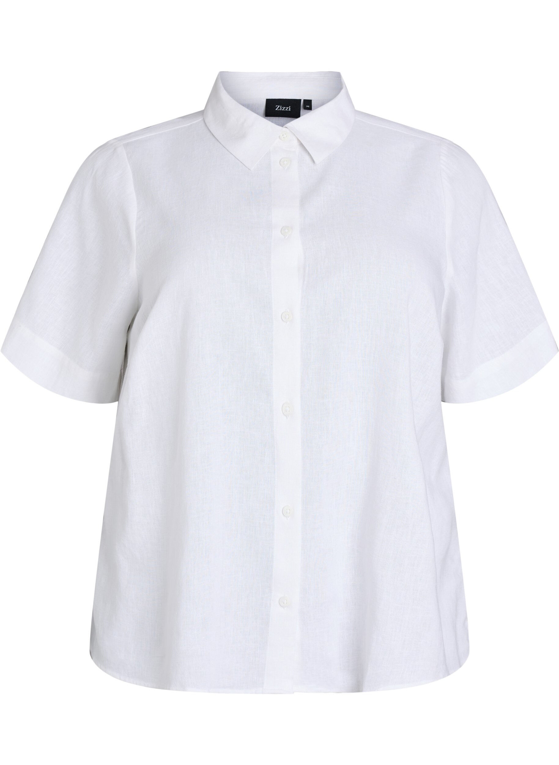 Zizzifashion Short-sleeved shirt in linen and viscose, White, Packshot image number 0