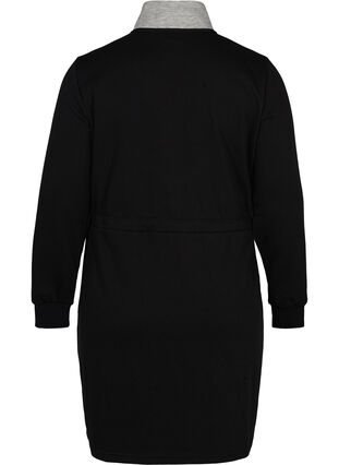 Sweater dress with pockets and an adjustable waist, Black comb, Packshot image number 1