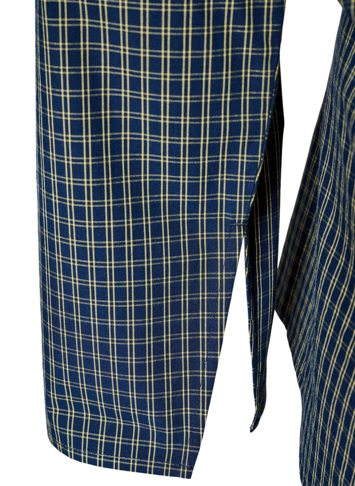 Cotton shirt with a checked pattern and concealed button fastening, Blue, Packshot image number 4