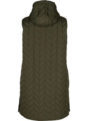 Long quilted vest with hood, Forest Night, Packshot image number 1