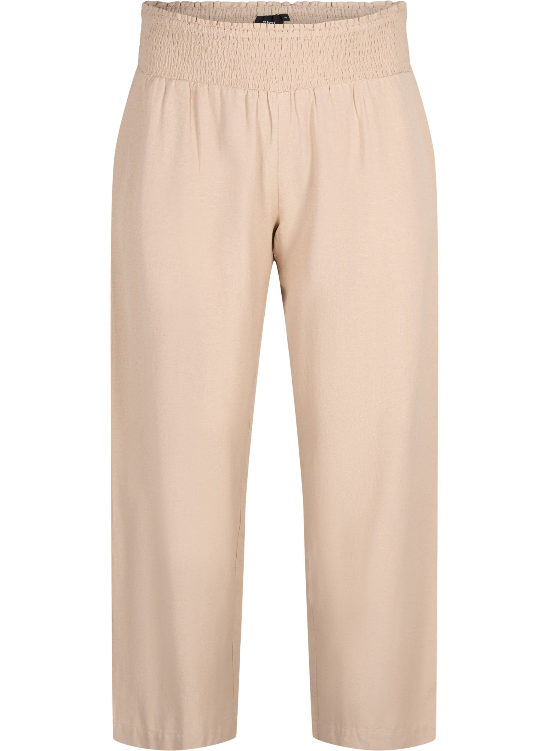 Zizzifashion Smock pants with linen, Beige, Packshot image number 0