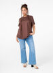 Basic cotton T-shirt with round neck, Brown, Model image number 1