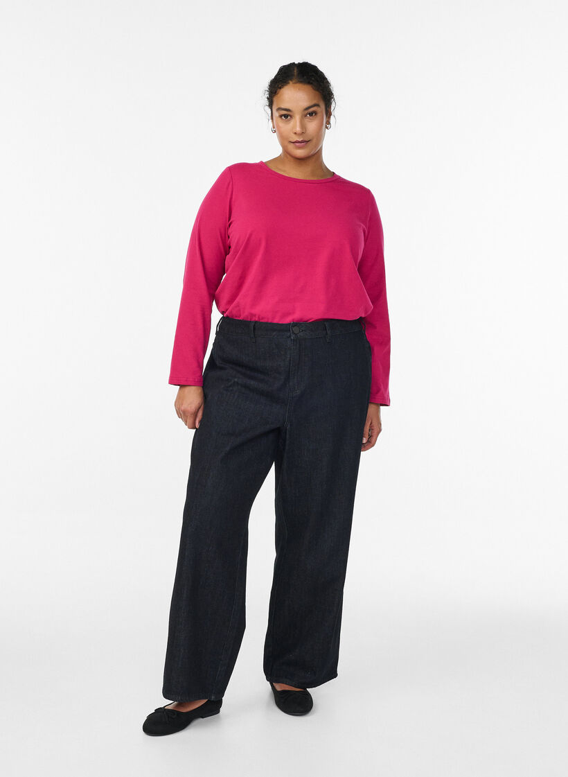 Basic jersey top with long sleeves, Pink, Model image number 1