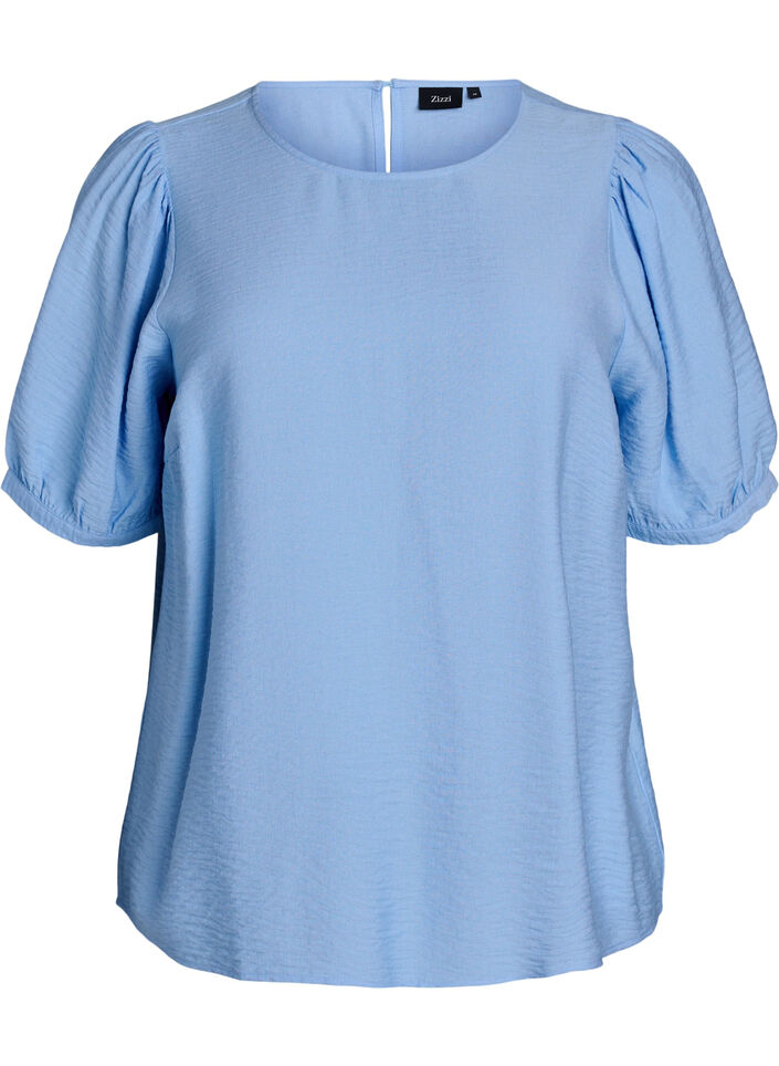 Viscose blouse with 1/2 sleeves, Light Blue, Packshot image number 0