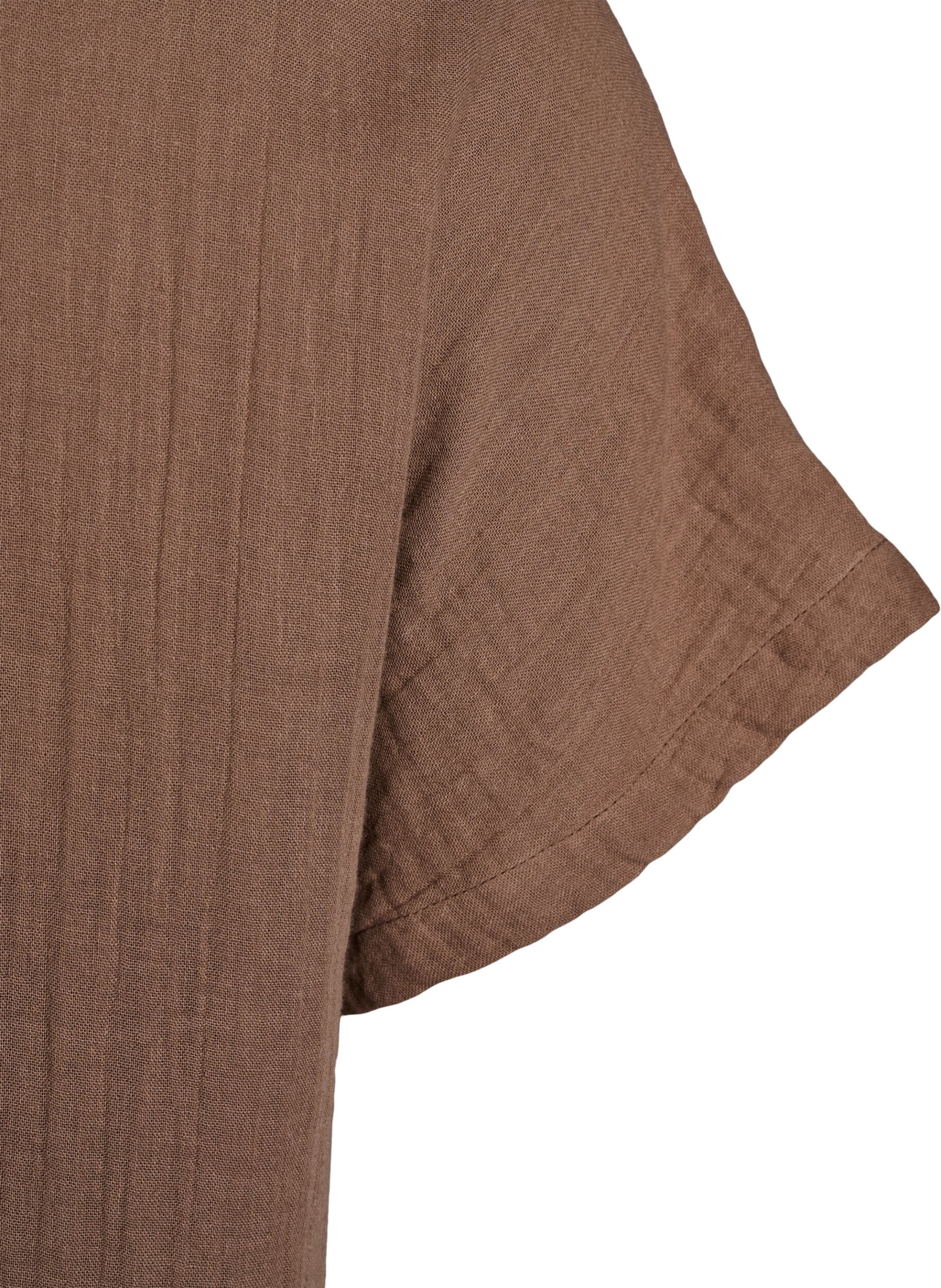 Zizzifashion Long cotton muslin shirt, Brown, Packshot image number 3