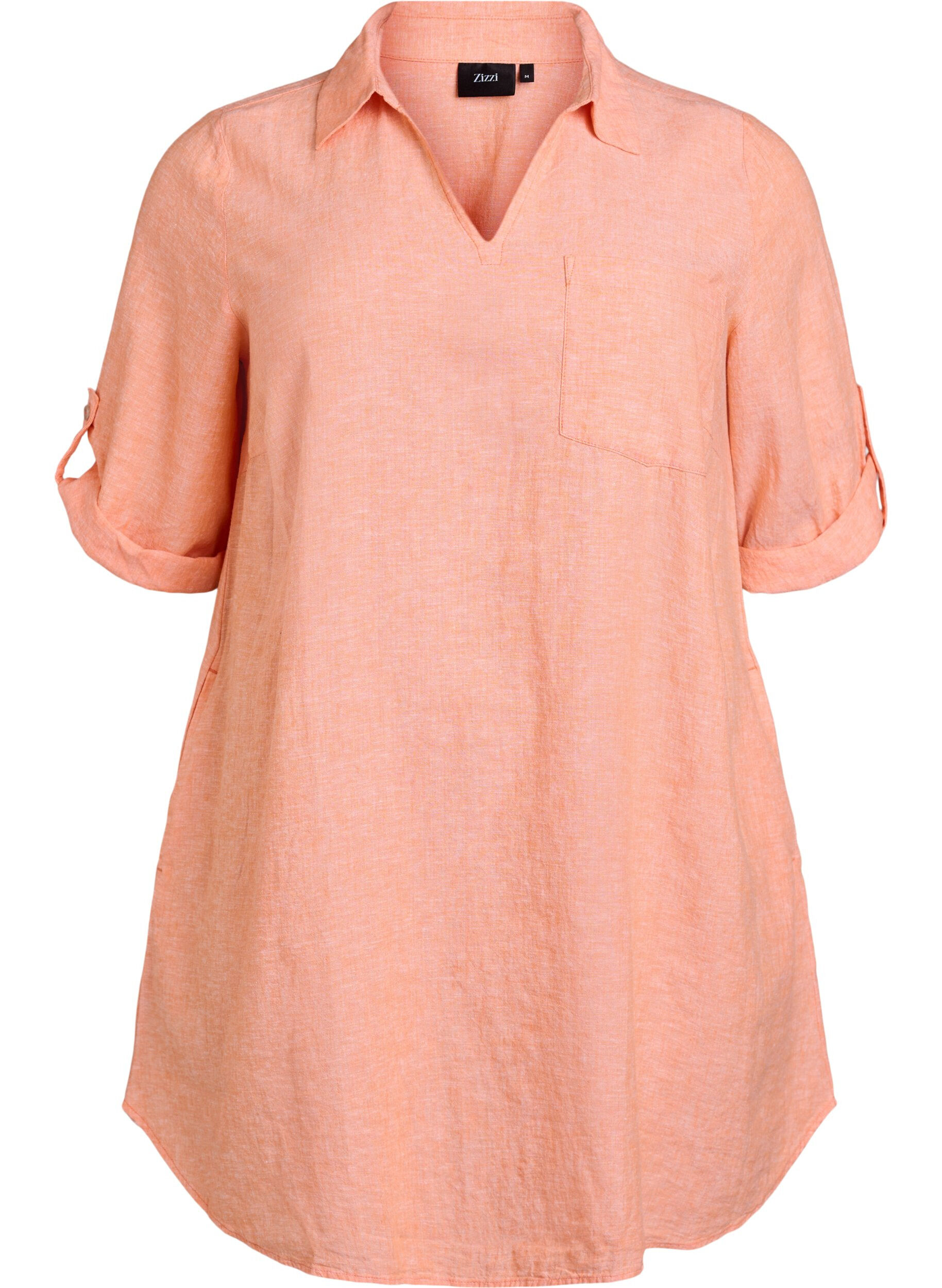 Linen and viscose tunic with A-shape