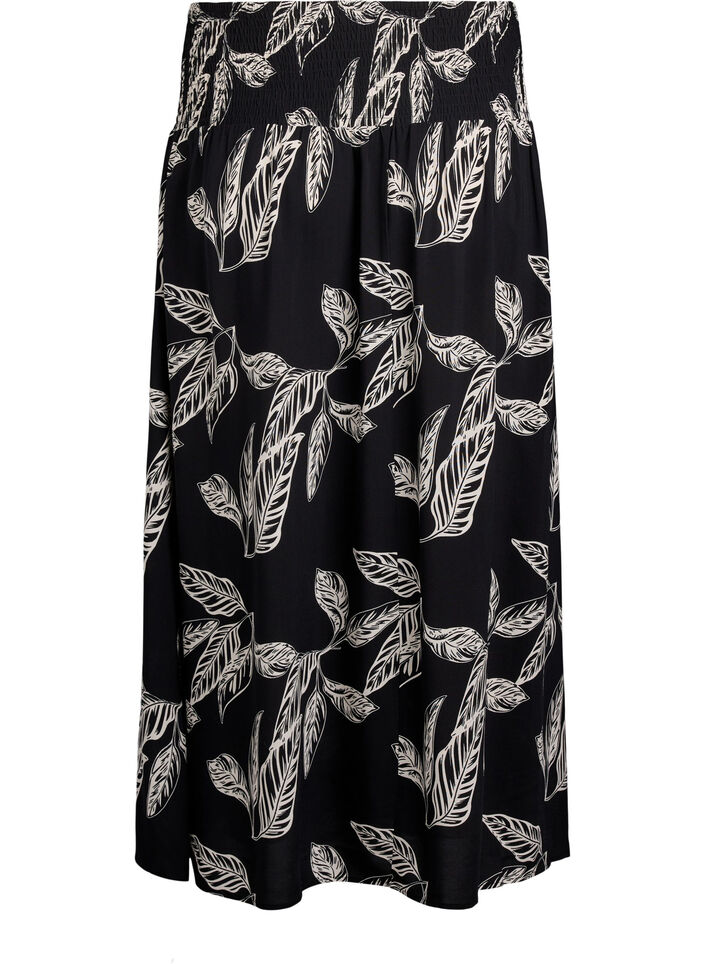 Viscose maxi skirt with smocking, Black, Packshot image number 1