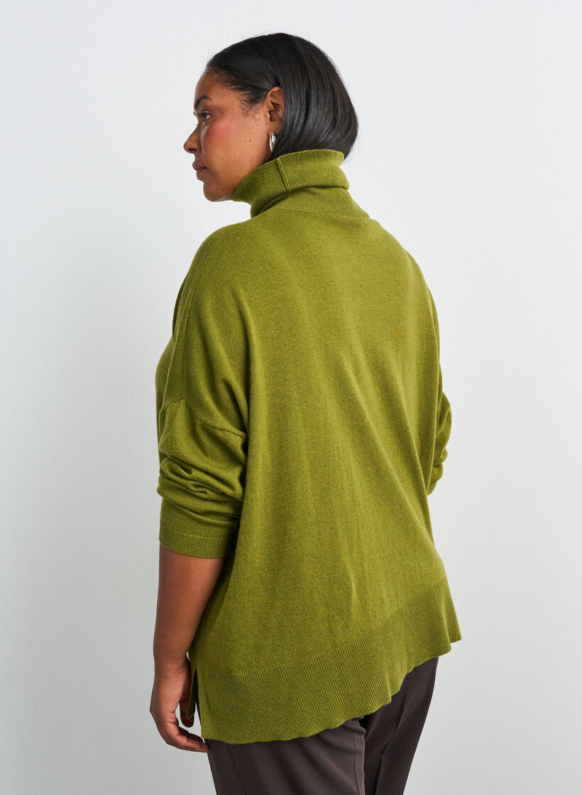 Turtleneck jumper with a loose fit, Green, Model image number 2