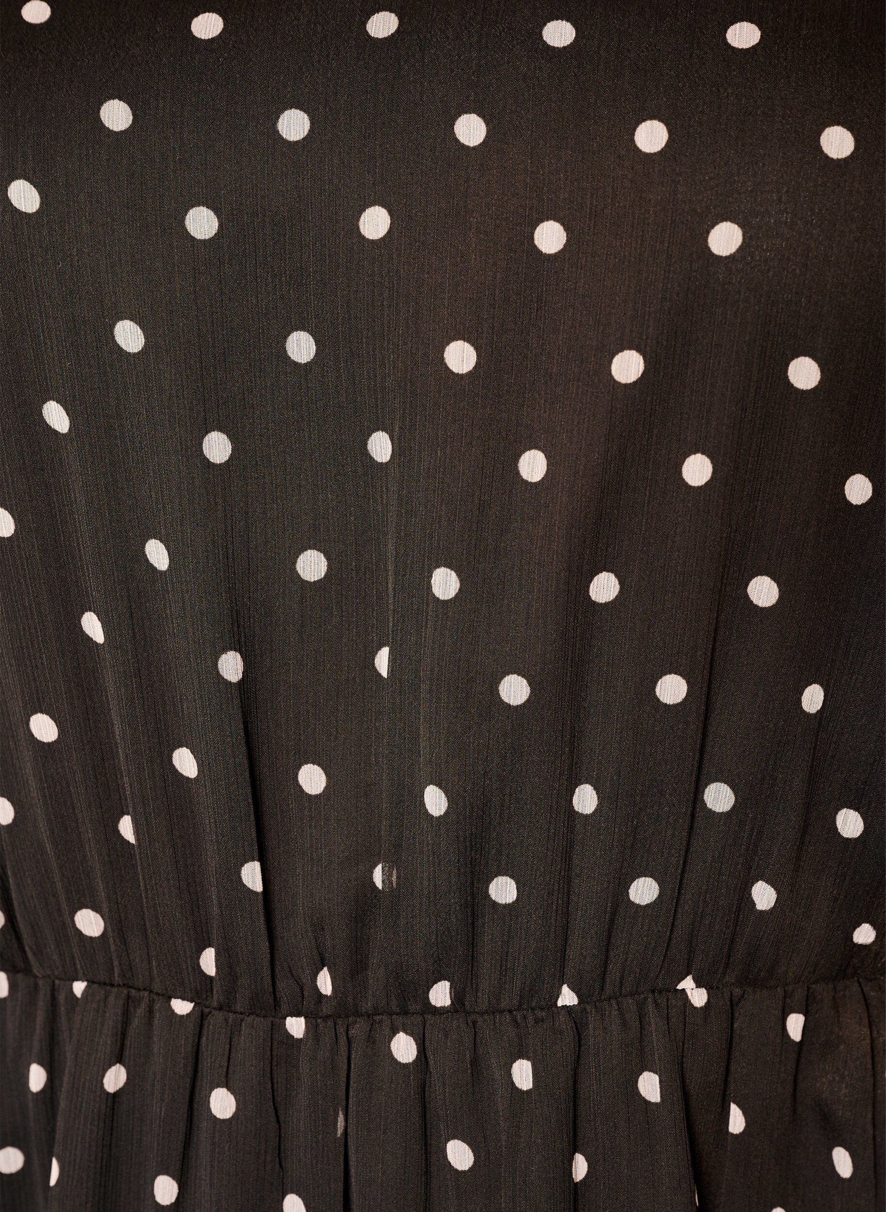 ZizzifashionChiffon dress with polka dots and long sleeves, Brown, Packshot image number 2