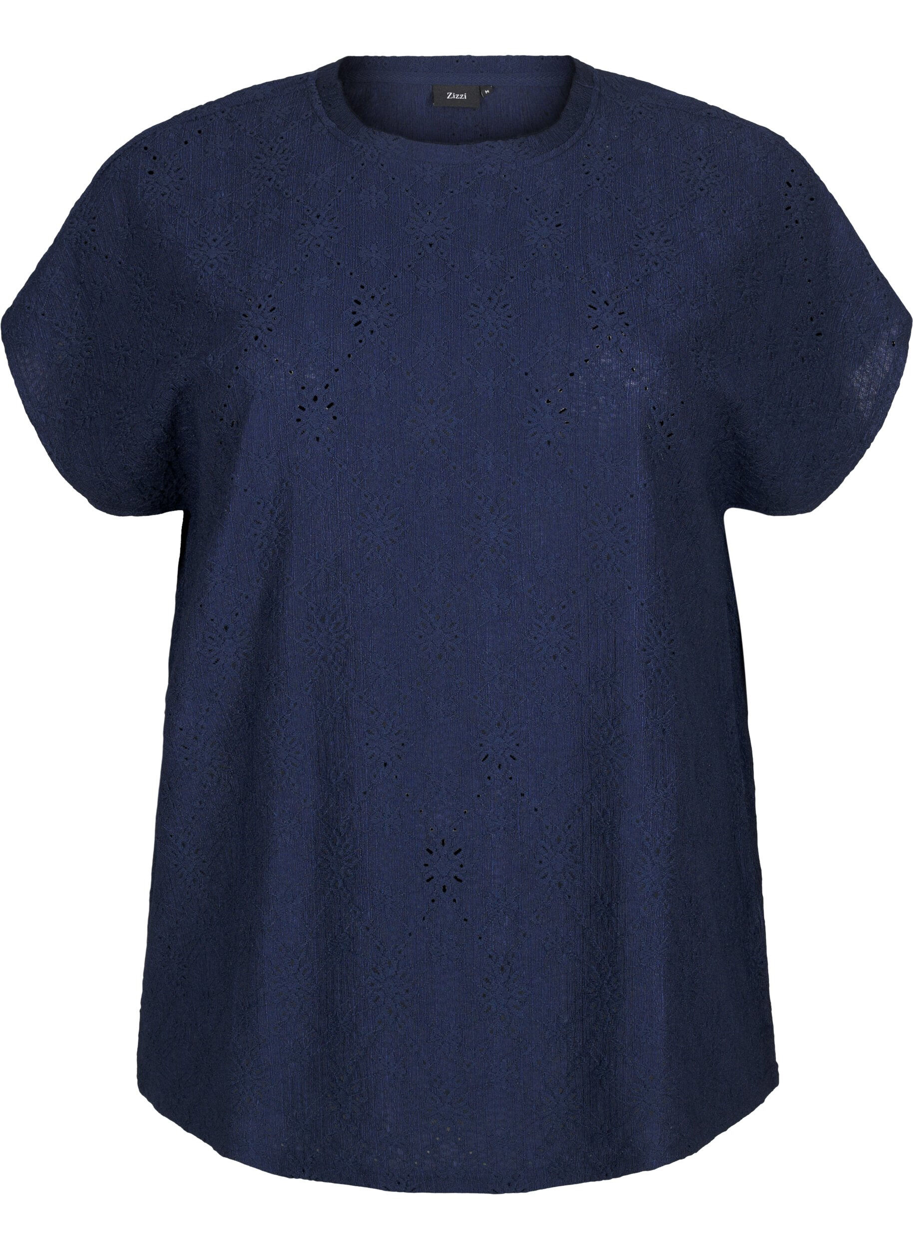 Blouse with short sleeves and floral embroidery