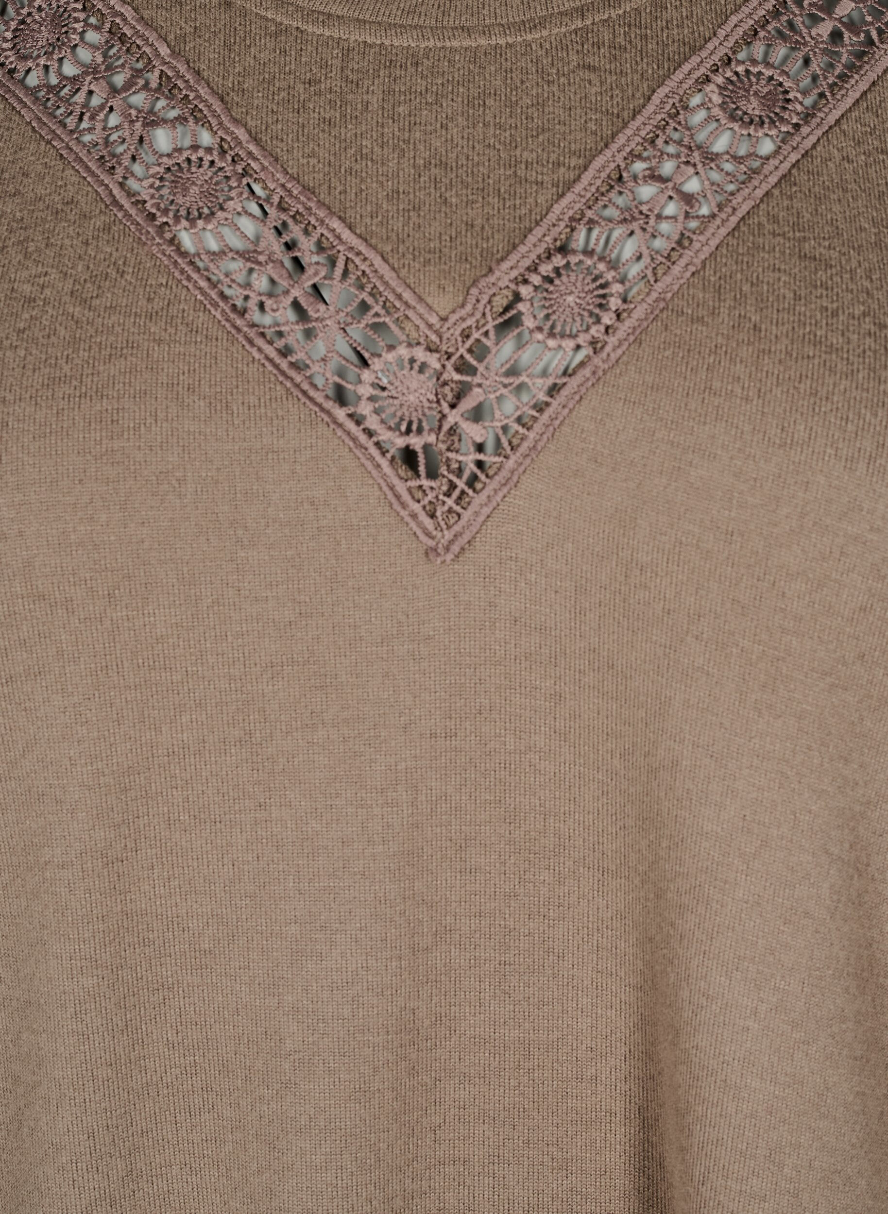 Zizzifashion Blouse with embroidery details and long sleeves, Brown, Packshot image number 2