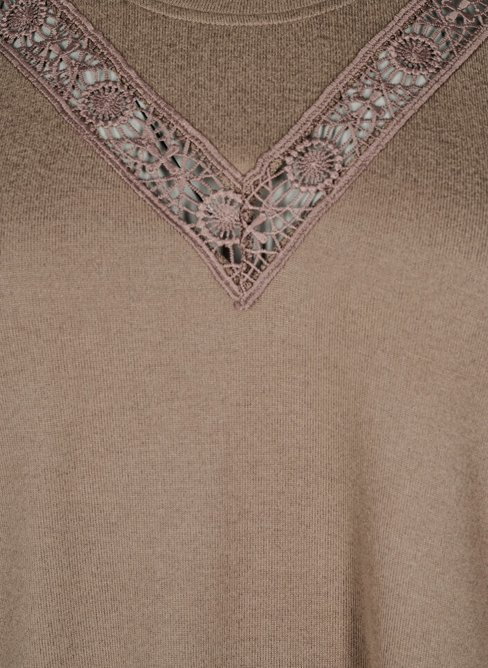 Blouse with embroidery details and long sleeves, Brown, Packshot image number 2