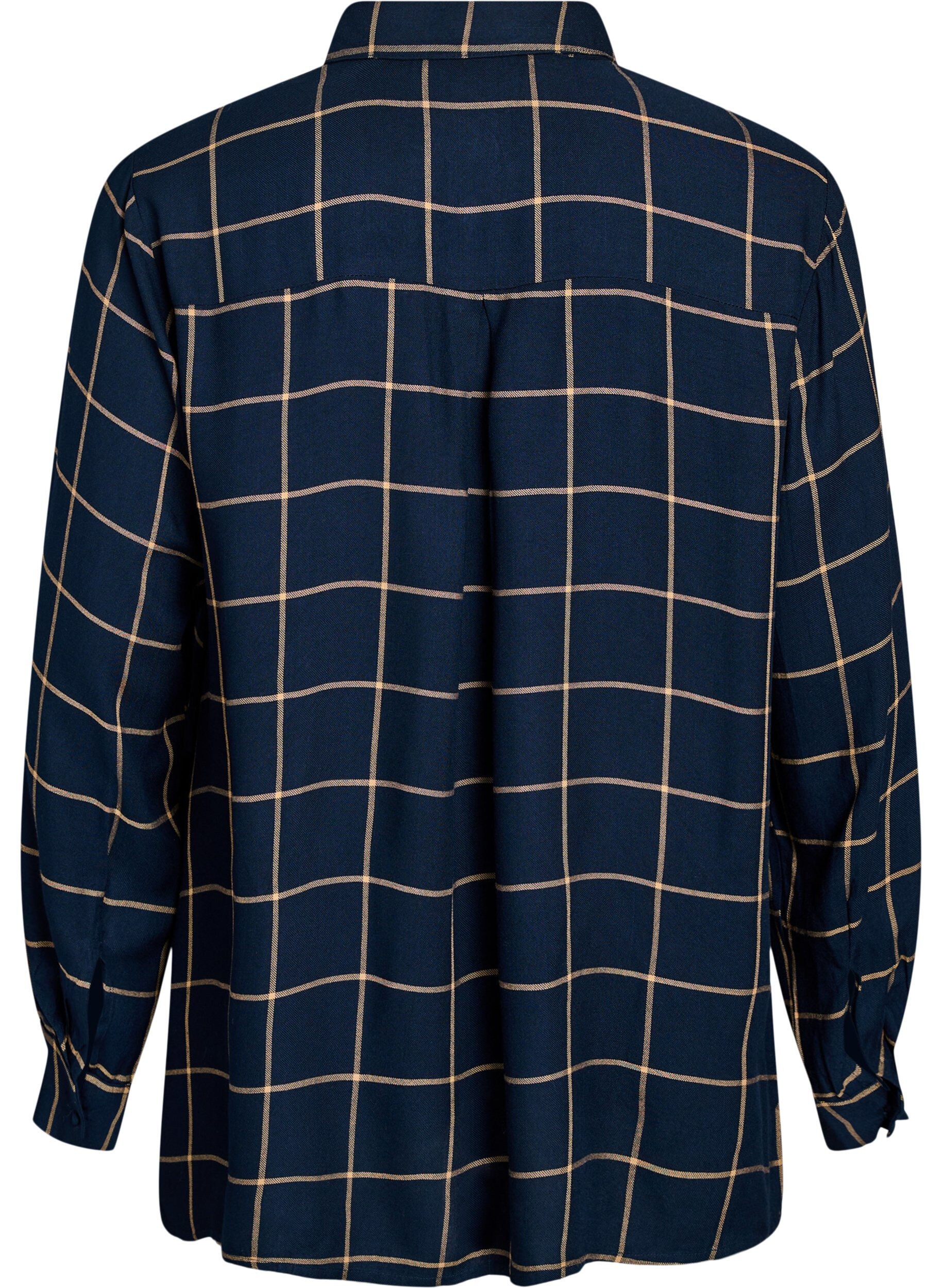 Zizzifashion Checked oversized cotton shirt, Blue, Packshot image number 1