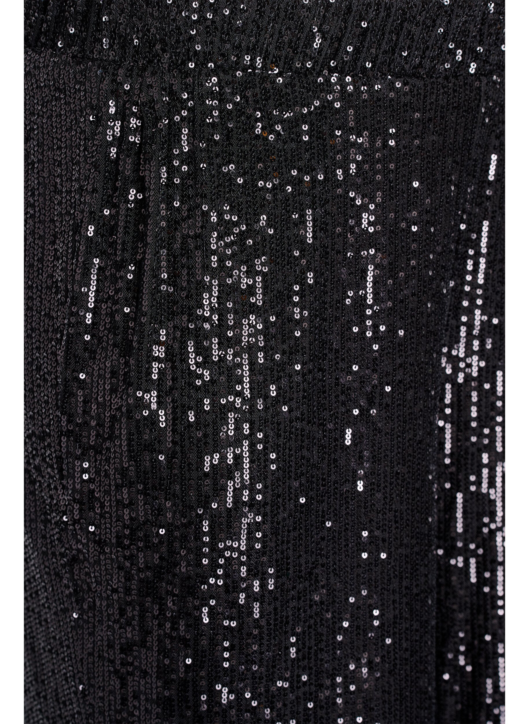 Zizzifashion High-waisted sequin trousers with wide legs, Black, Packshot image number 2