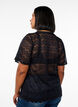 Lace blouse with short sleeves and scalloped hem, Black, Model image number 2