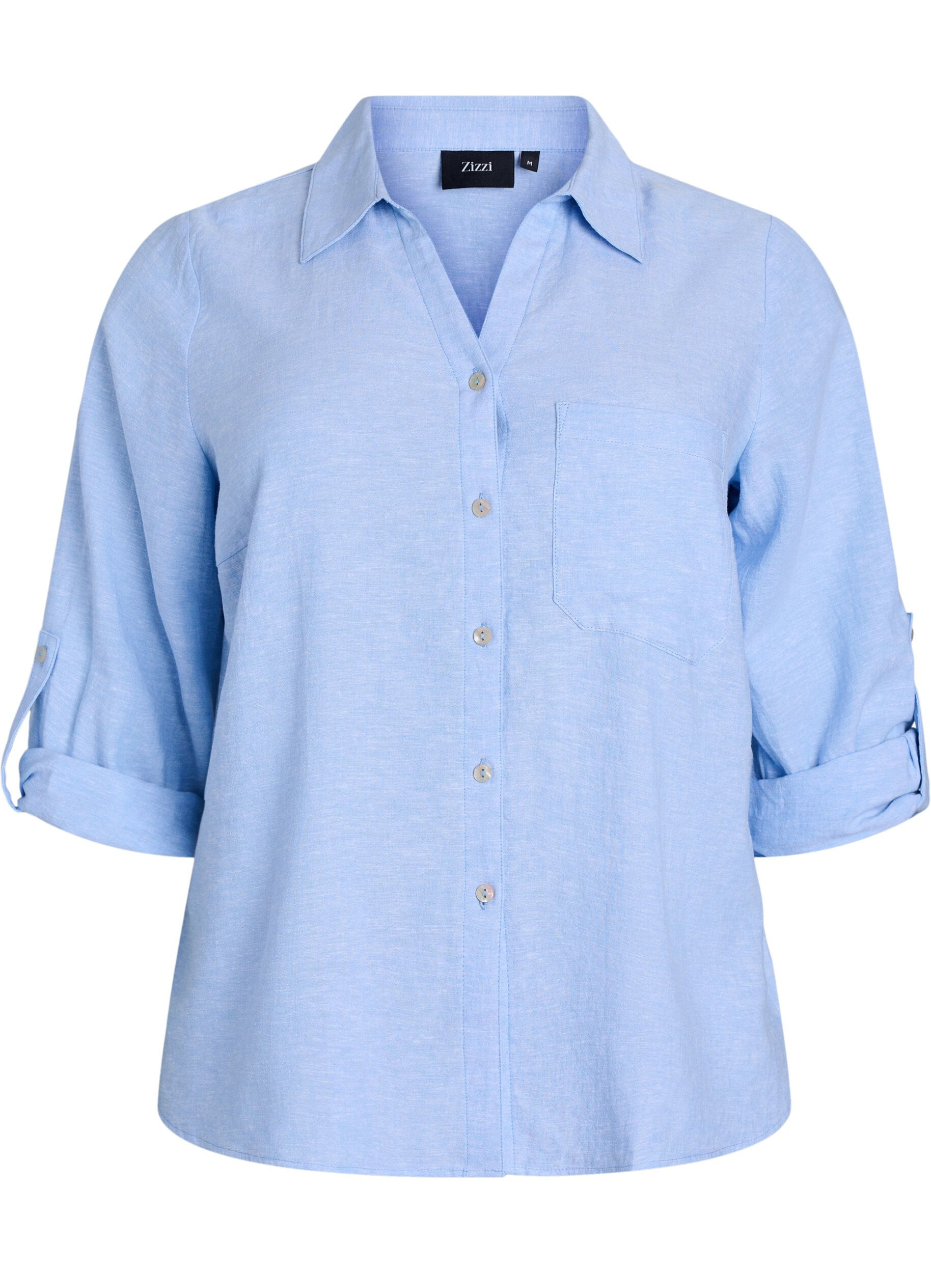Shirt in linen and viscose with 3/4 sleeves