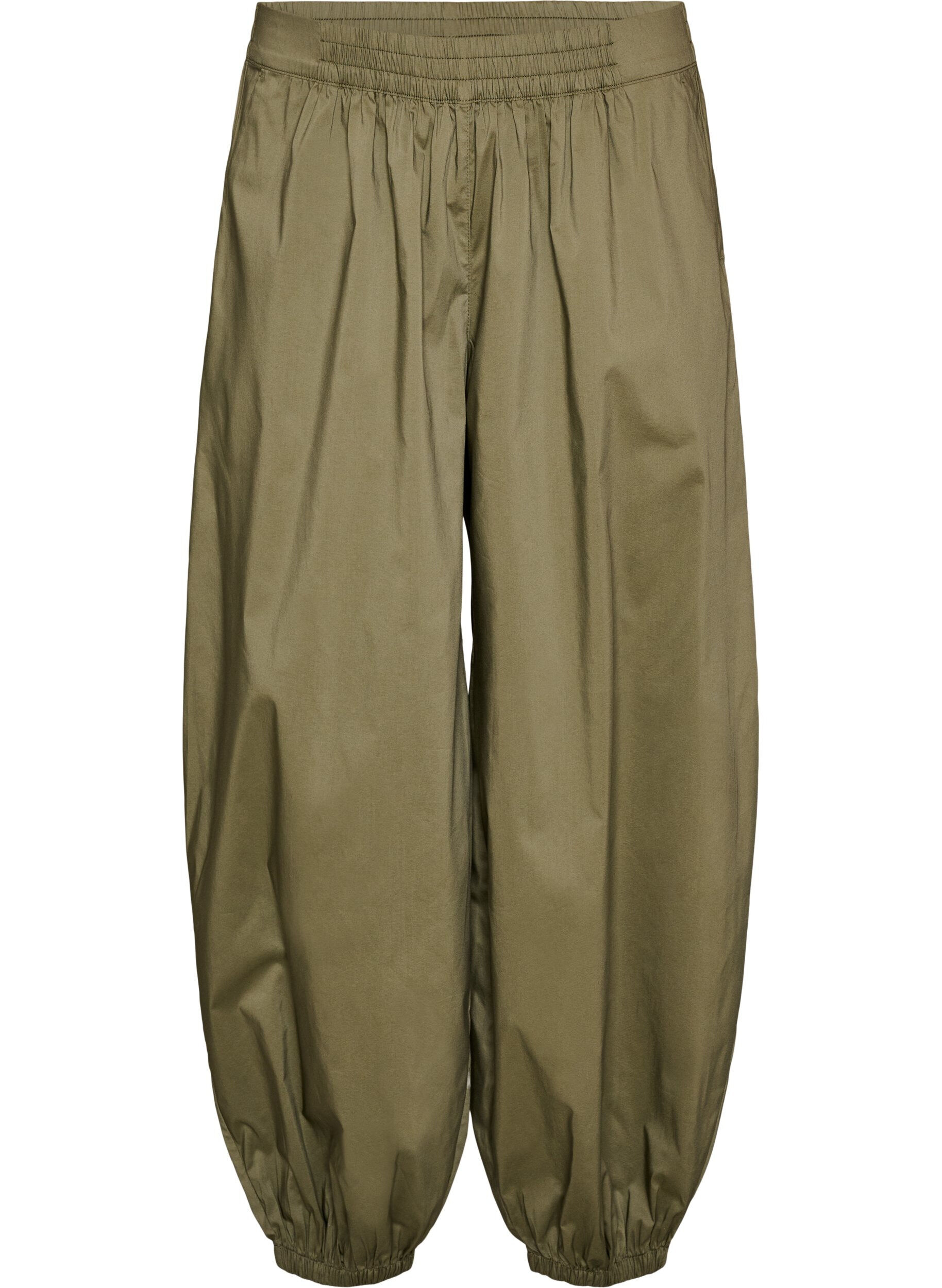 Zizzifashion Balloon trousers with pockets and an elasticated waistband, Green, Packshot image number 0