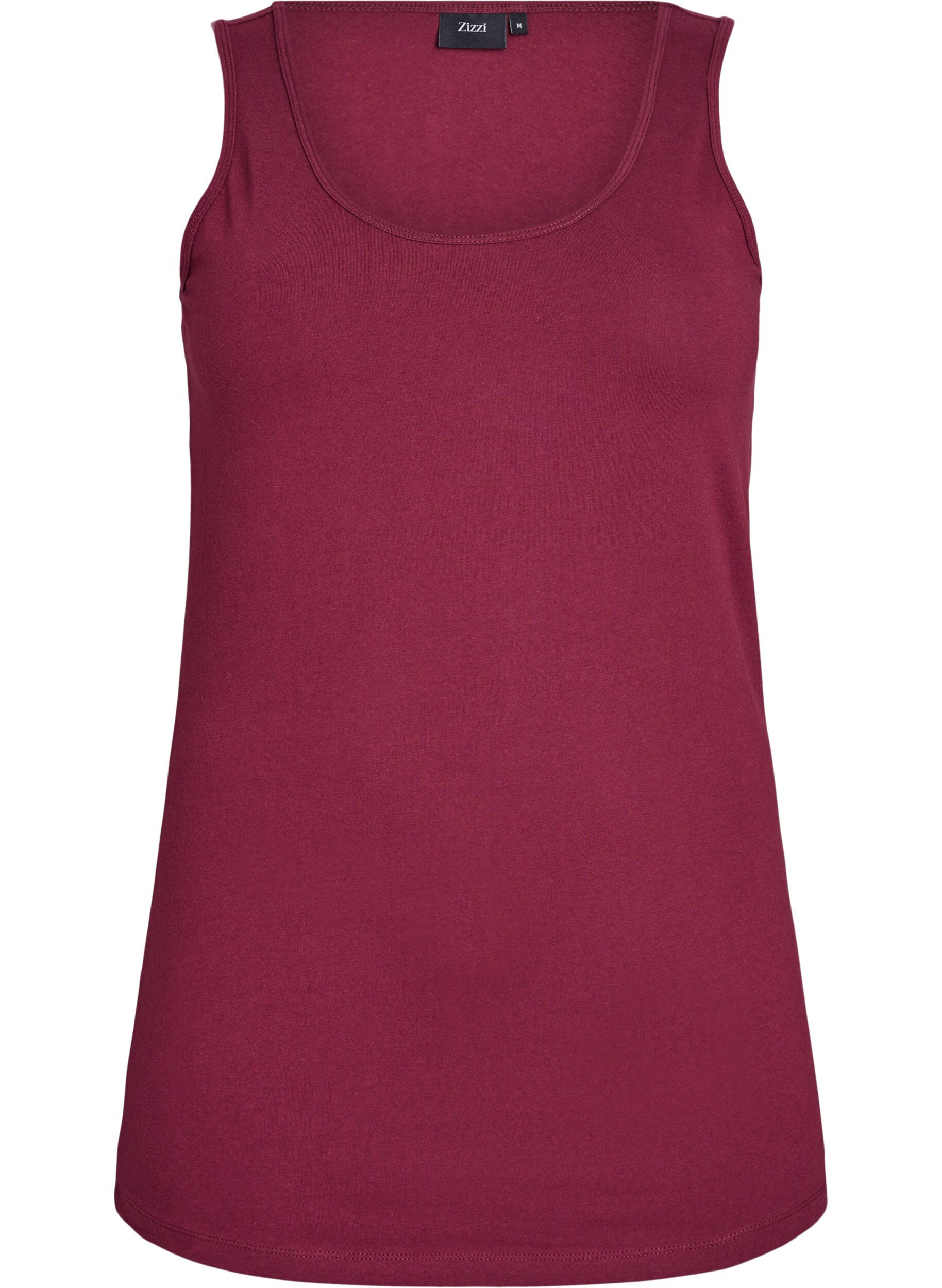 ZizzifashionSolid color basic top in cotton, Dark Bordeaux, Packshot image number 0