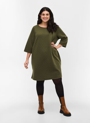 Structured dress with 3/4 sleeves, Ivy Green, Model image number 2