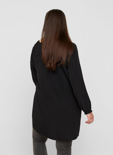 Long-sleeved tunic with tie detail, Black, Model image number 1