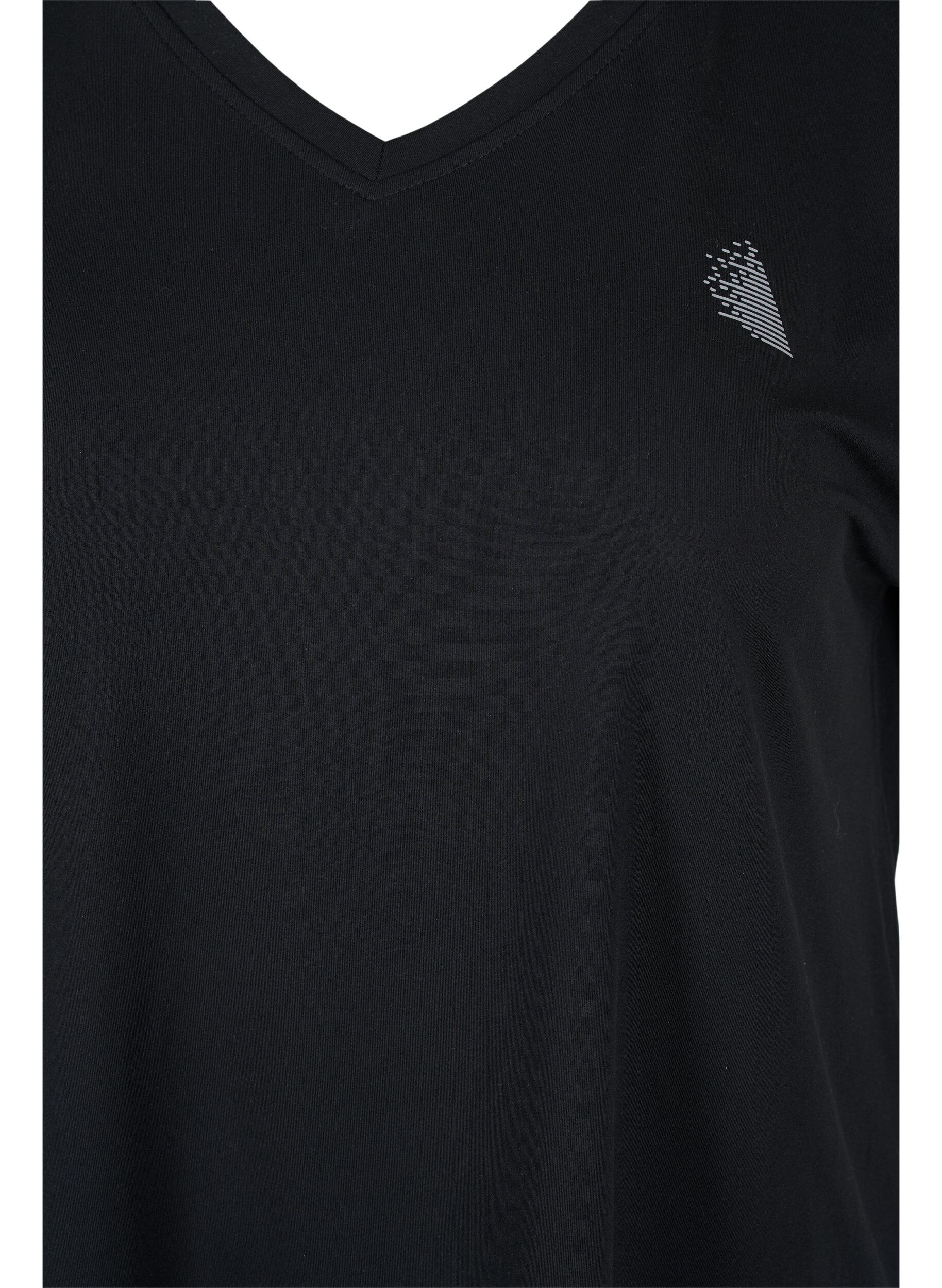 Zizzifashion Short sleeve sport t-shirt with v-neck, Black, Packshot image number 2