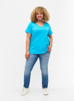 2-pack basic cotton t-shirt, Blue Atoll / Black, Model image number 2