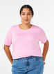 Short-sleeved knit blouse in viscose, Pink, Model image number 0