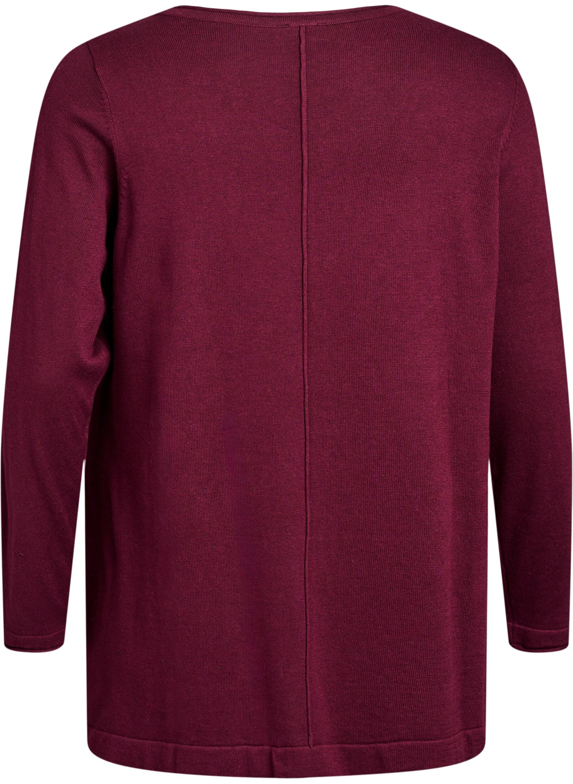 Zizzifashion Knitted blouse in cotton-viscose blend, Dark Bordeaux, Packshot image number 1