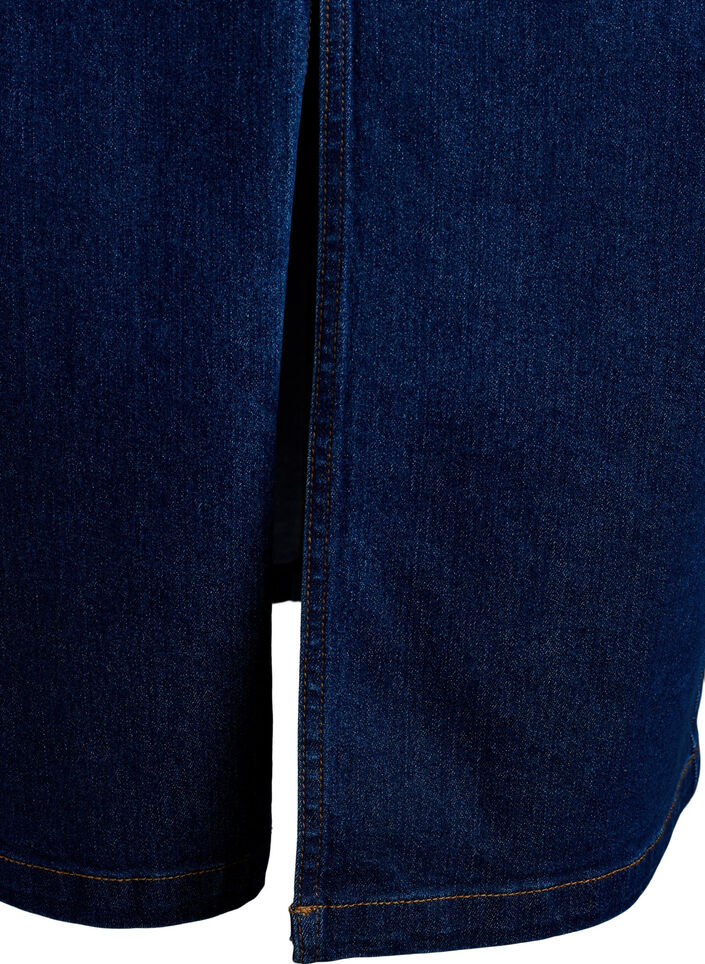 FLASH - Midi denim skirt with a front slit, Blue, Packshot image number 3