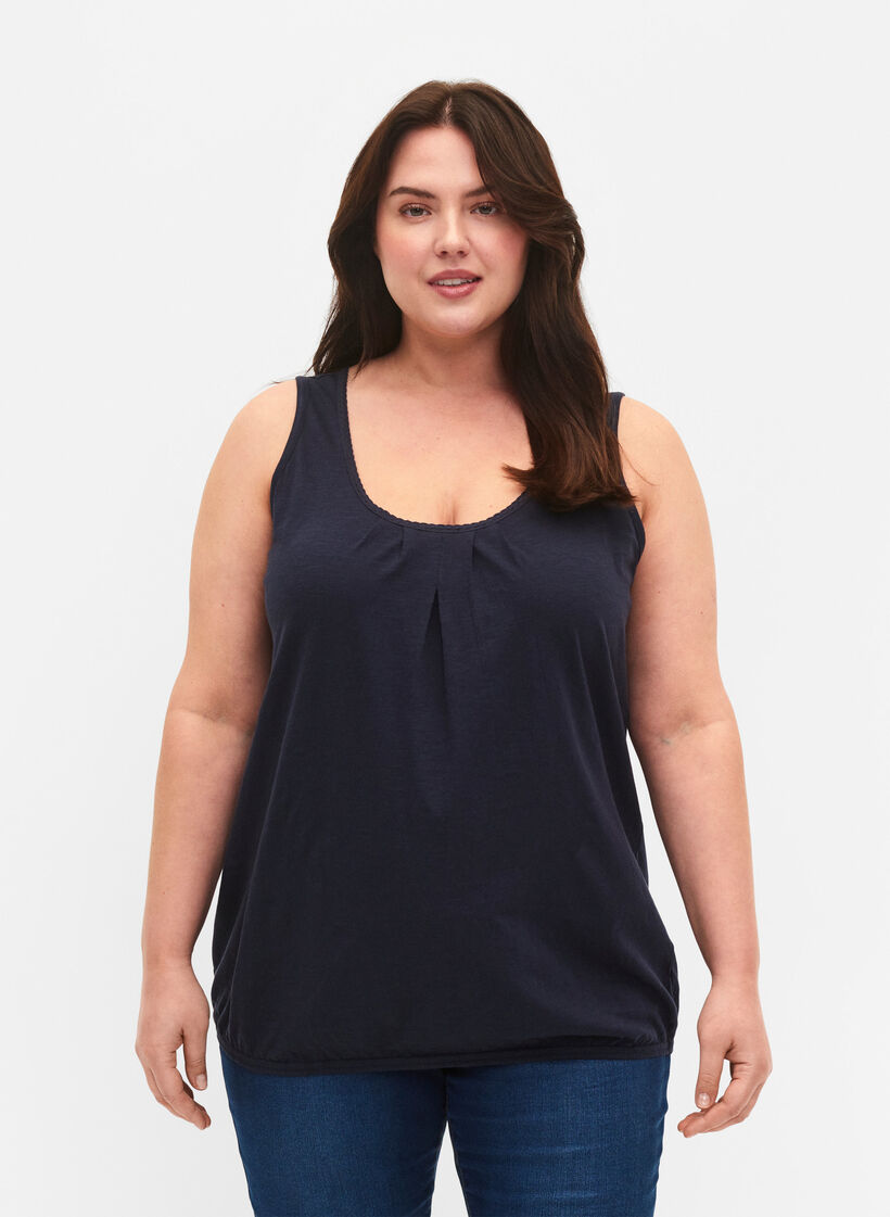 Cotton top with lace trim, Navy Blazer, Model image number 0