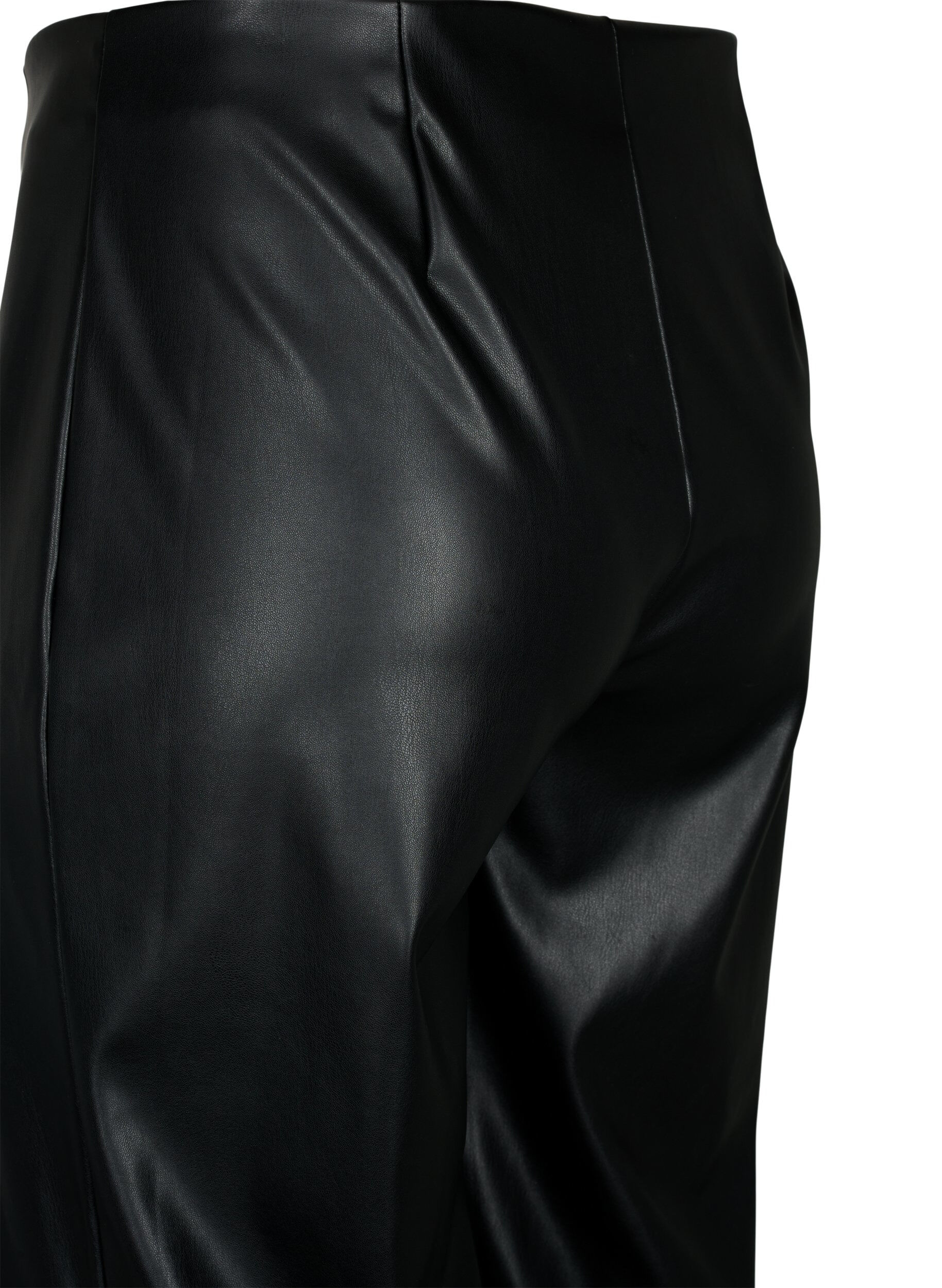 Zizzifashion Imitated leather trousers with a wide leg., Black, Packshot image number 3