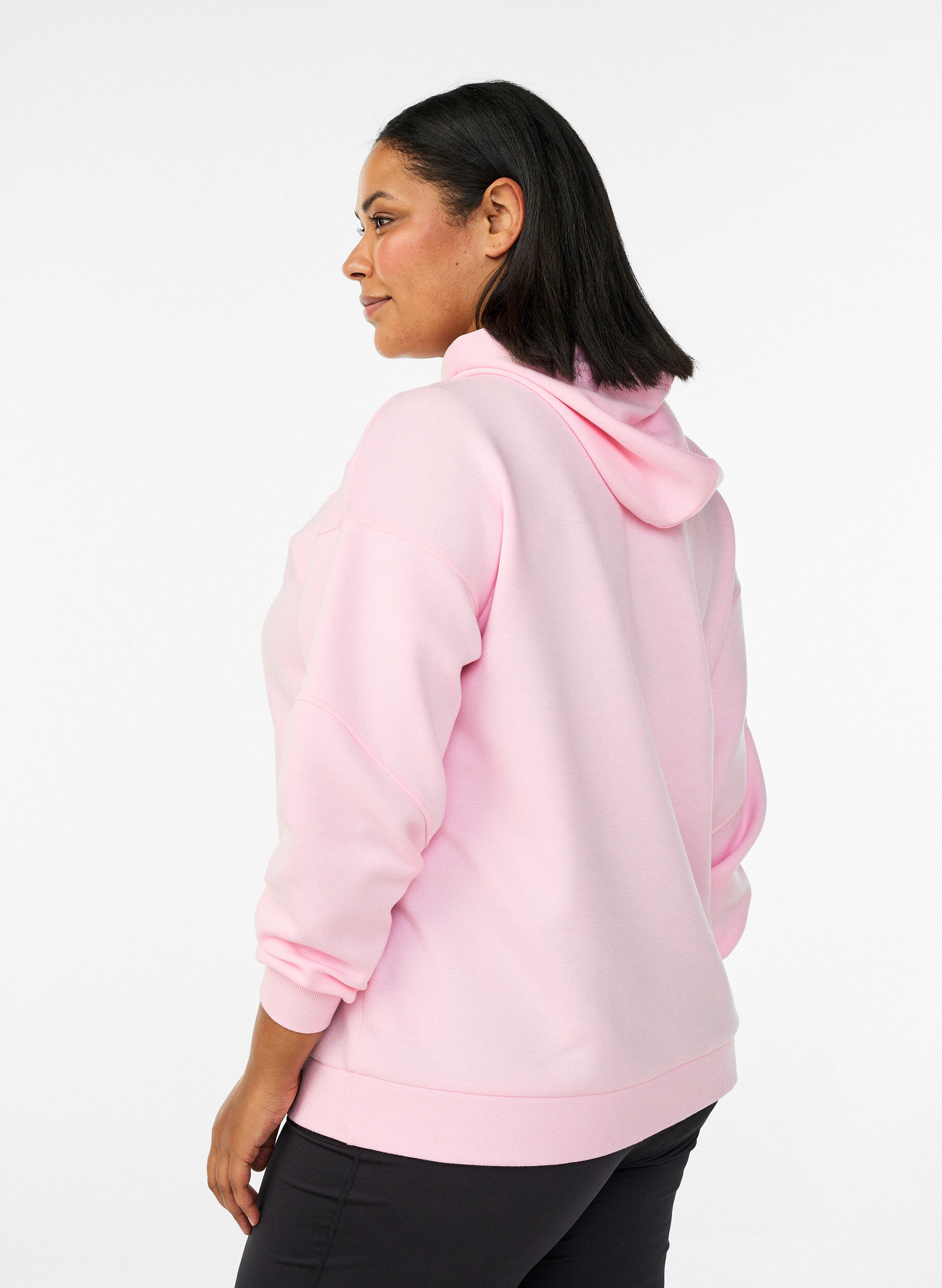 Zizzifashion Sporty scuba hoodie with decorative stitching, Pink, Model image number 2