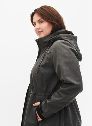 Softshell with detachable hood, Dark Grey Melange, Model image number 2