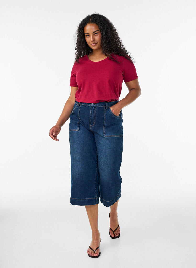 Basic plain cotton t-shirt, Red, Model image number 1