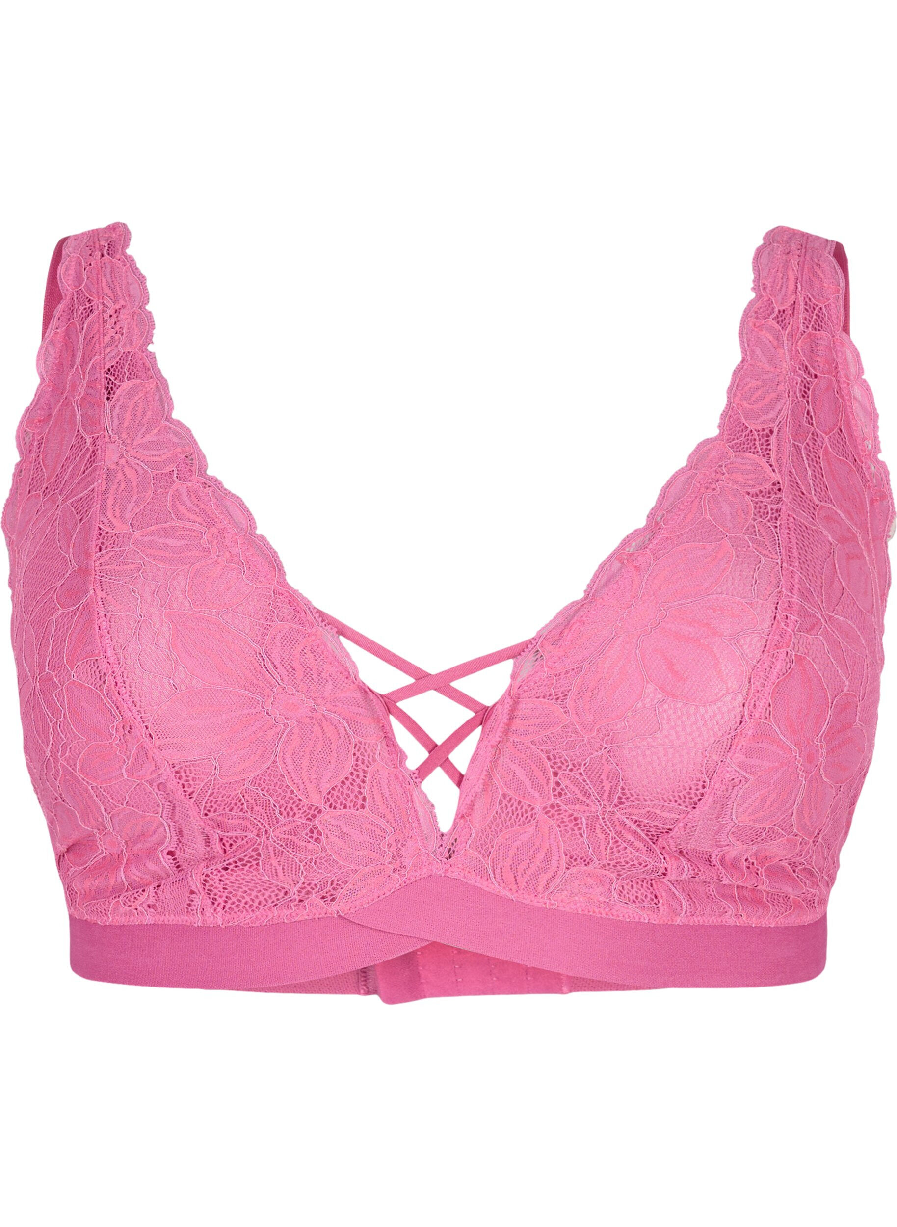 Zizzifashion Support the breasts - Lace bra with thong details, Rose, Packshot image number 0