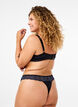 Microfibre G-string with lace, Black w Blue, Model image number 1