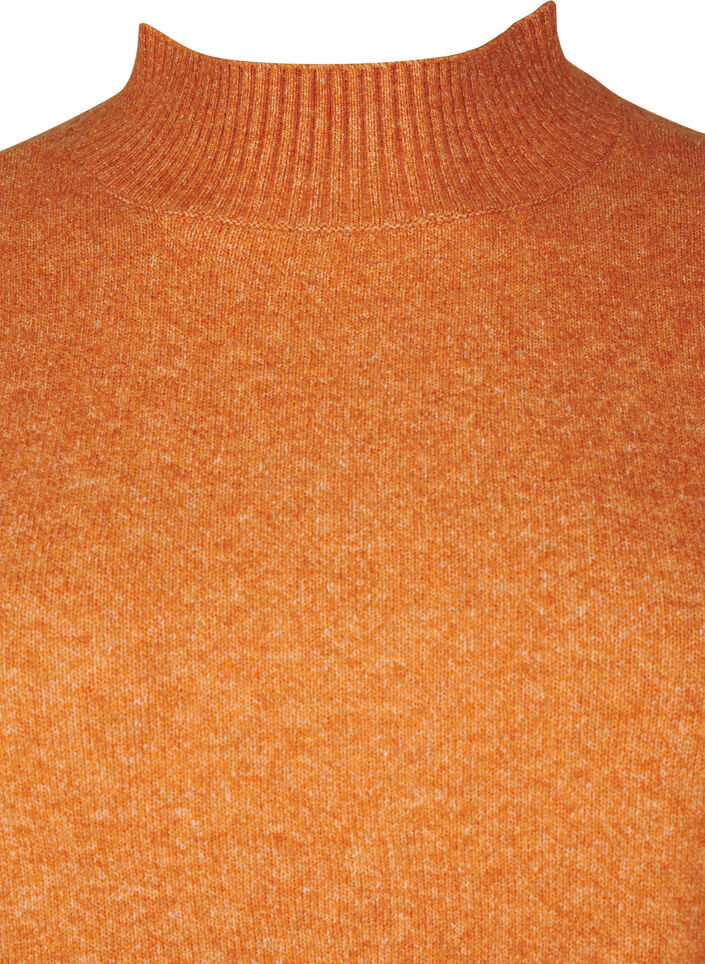 Knitted wool blouse with high neck, Autumnal Mel., Packshot image number 2