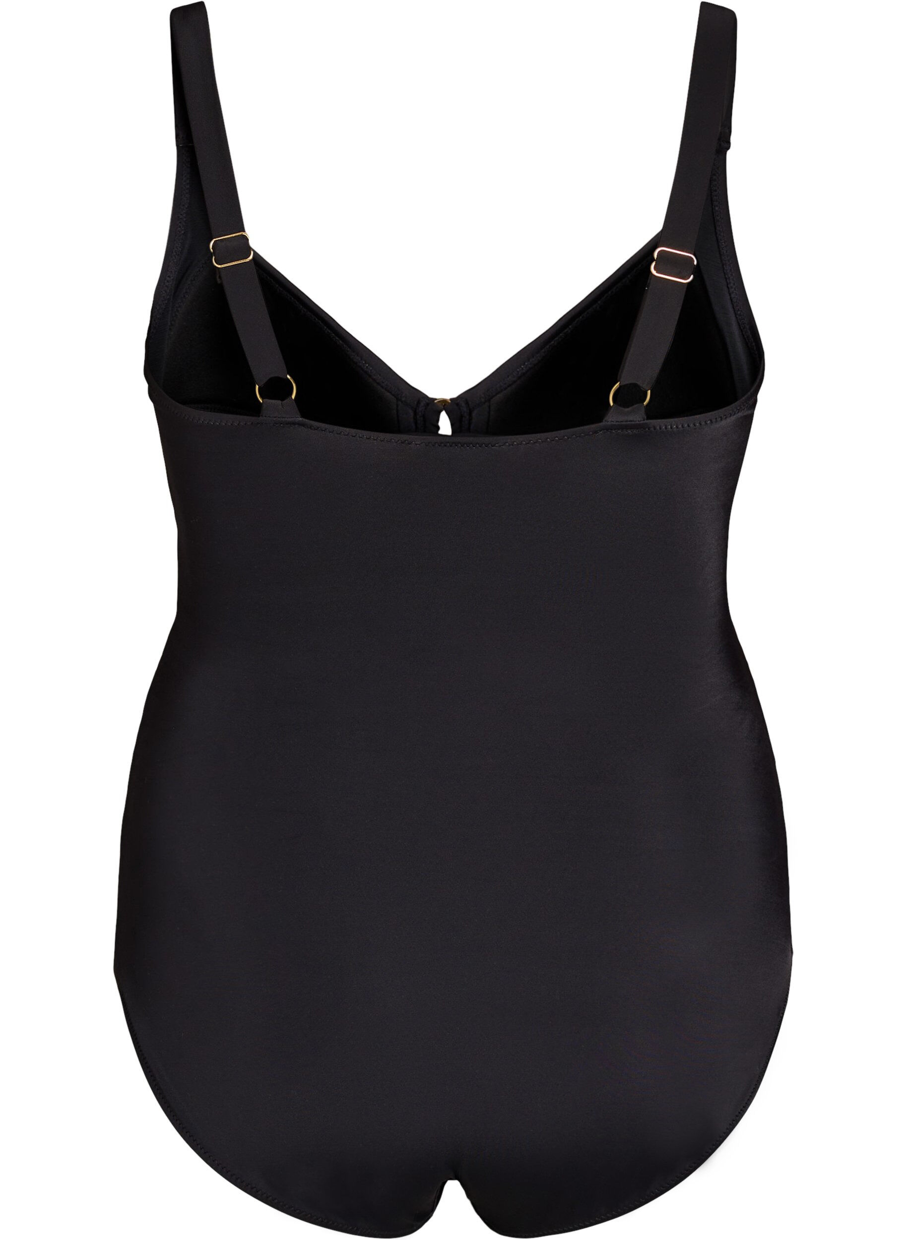Zizzifashion Swimsuit with ring detail and draping, Black, Packshot image number 1