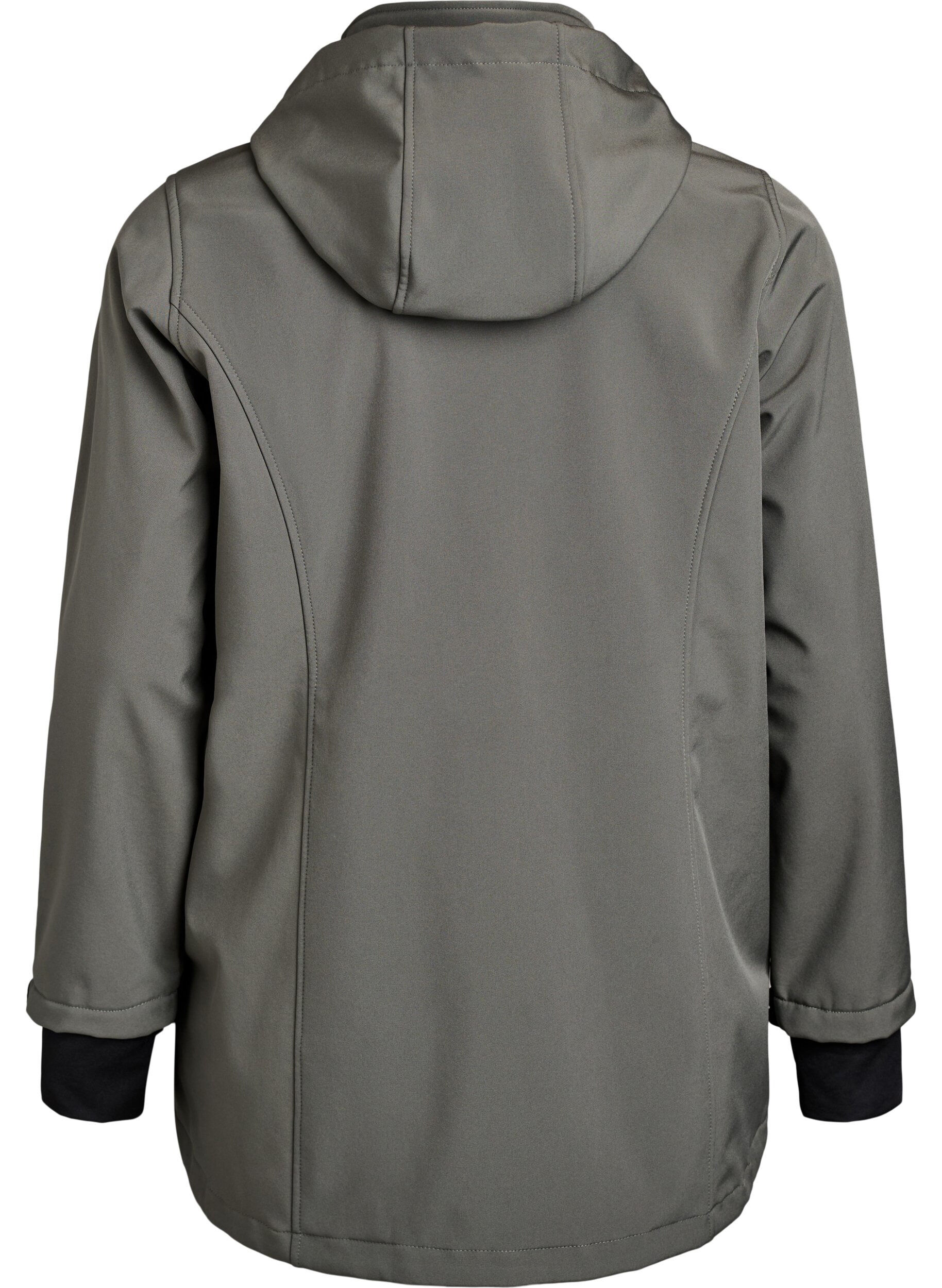 Zizzifashion Short softshell jacket with detachable hood, Dark Grey, Packshot image number 1