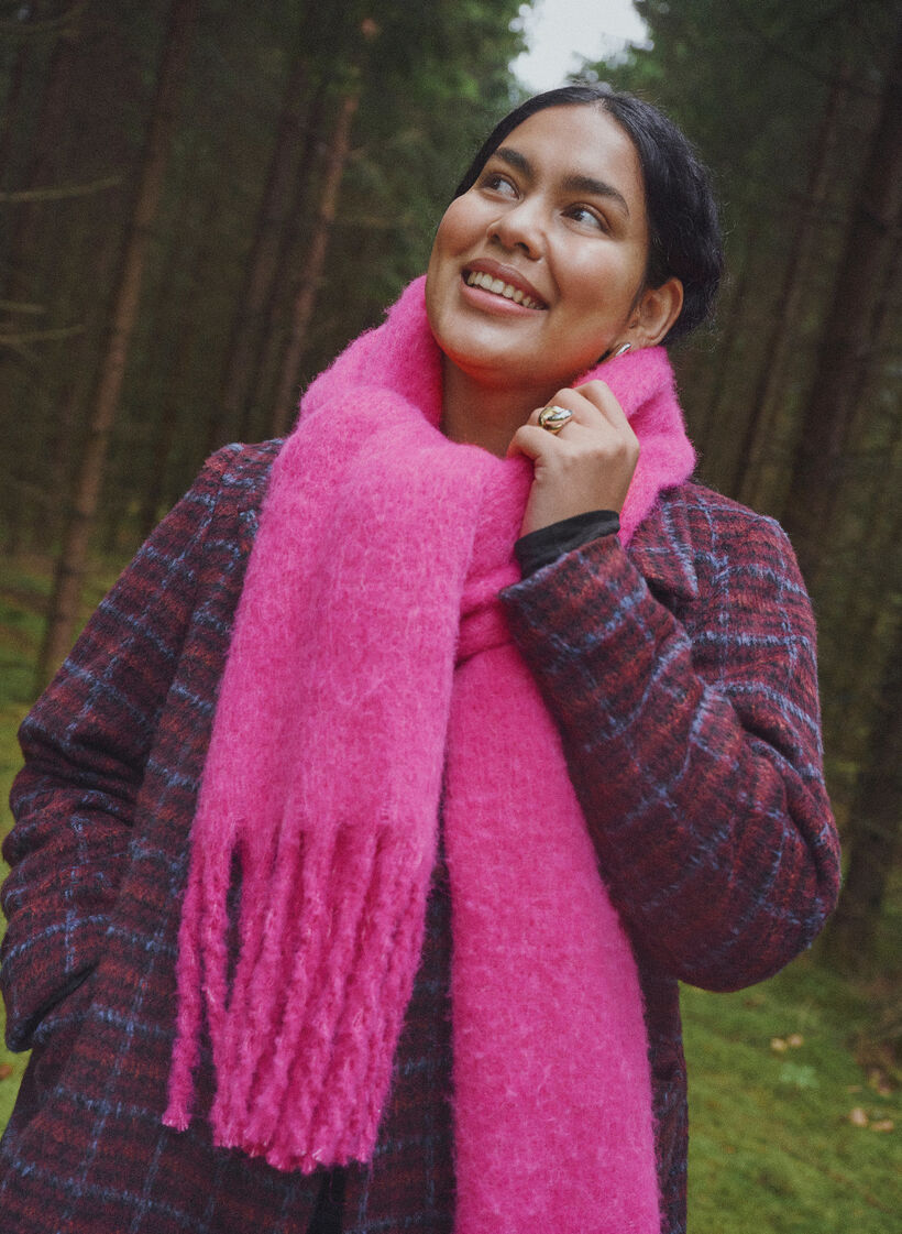 Soft scarf with fringes, Pink, Image image number 0