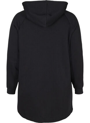 Sweat dress with hood and pocket, Black, Packshot image number 1