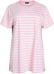 Long night t-shirt in organic cotton with stripes, Pink, Packshot image number 0