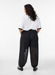 Mesh balloon trousers with polka dots, Black, Model image number 1