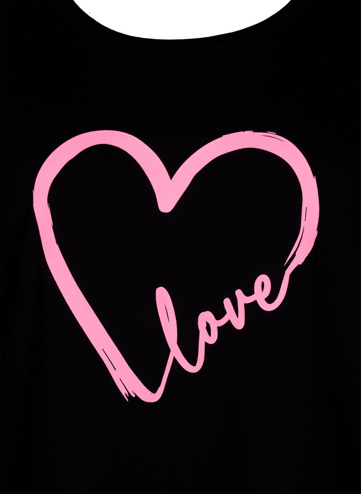 Crew neck cotton T-shirt with print, Black W. Heart L., Packshot image number 2
