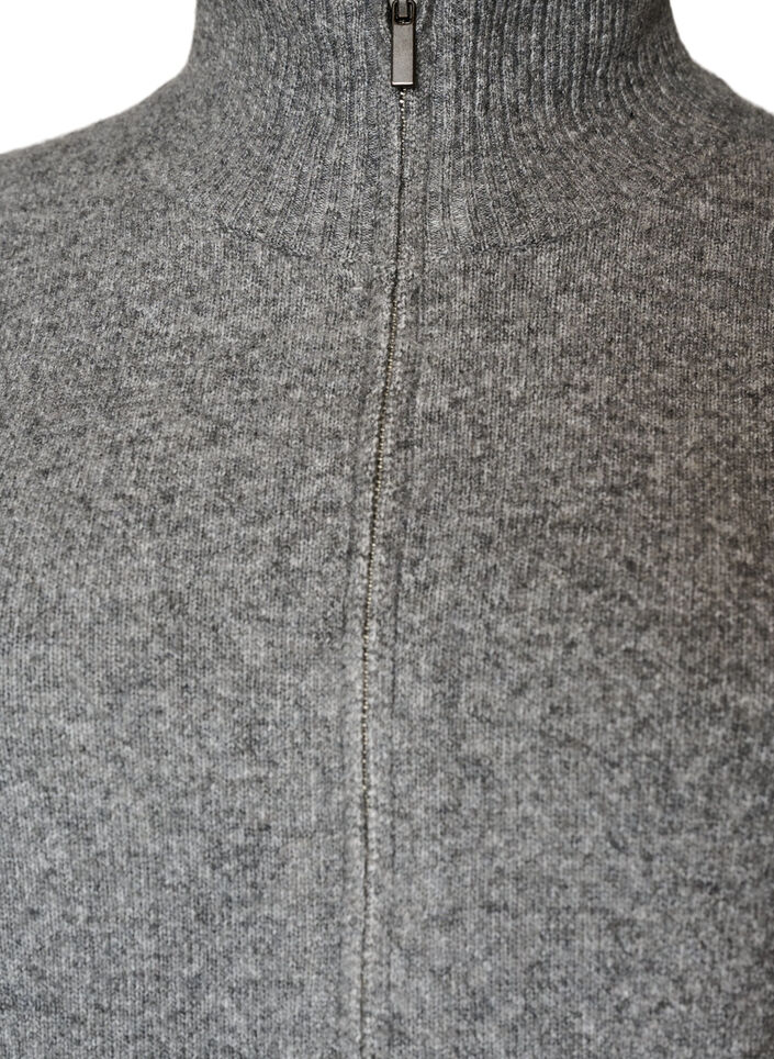 Knitted vest with high collar and zip, Grey, Packshot image number 2