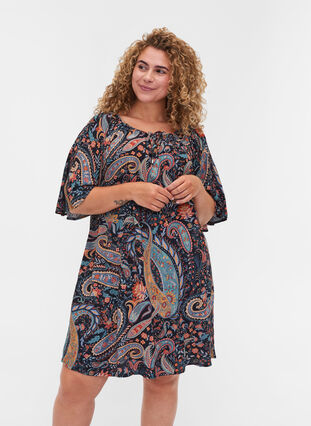 Viscose tunic in a paisley print, Paisley AOP, Model image number 0