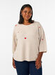 Knitted blouse with hearts and 3/4 sleeves, Beige, Model image number 0