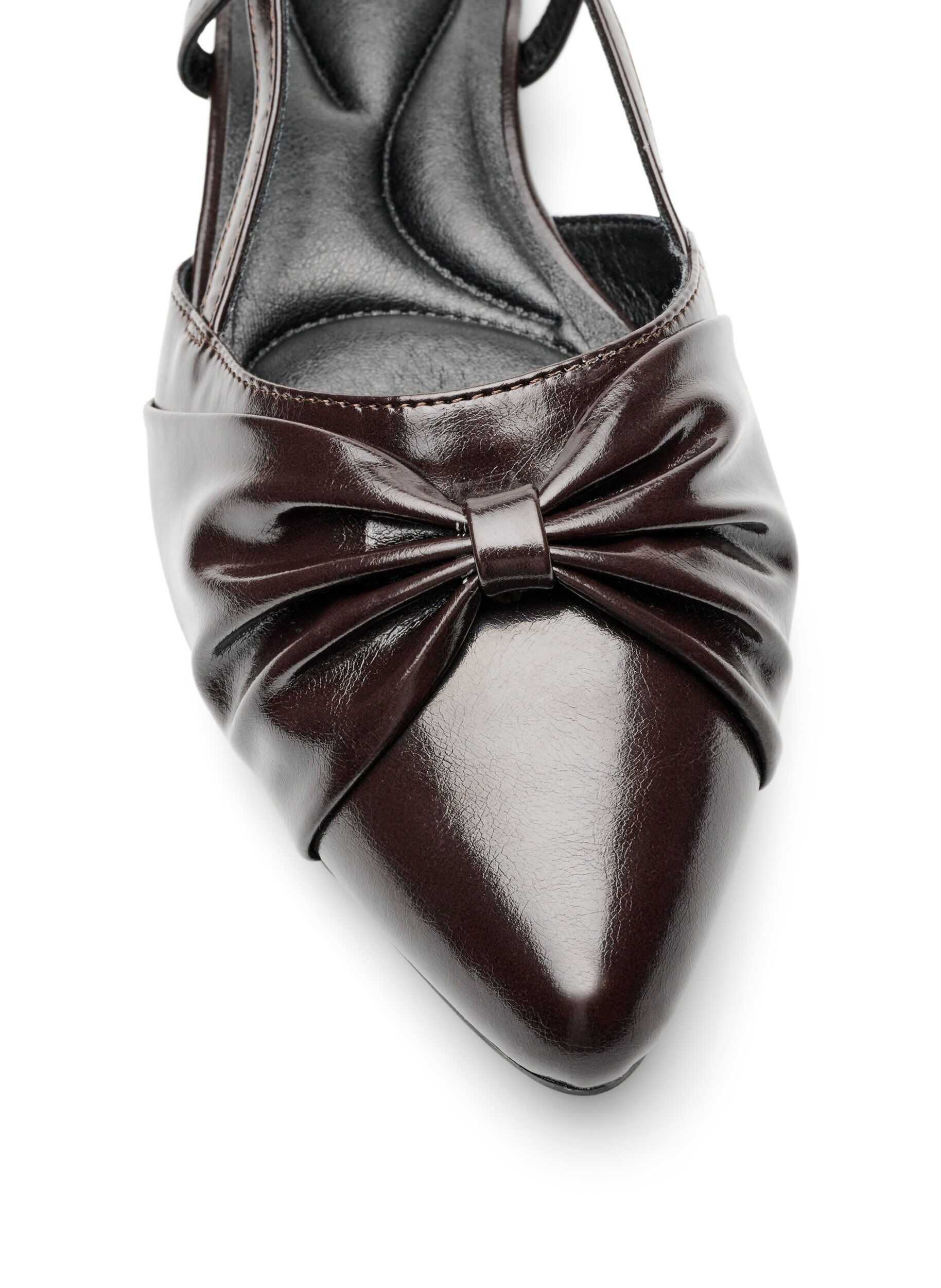 ZizzifashionSlingback with bow detail and patent look, Brown, Packshot image number 3
